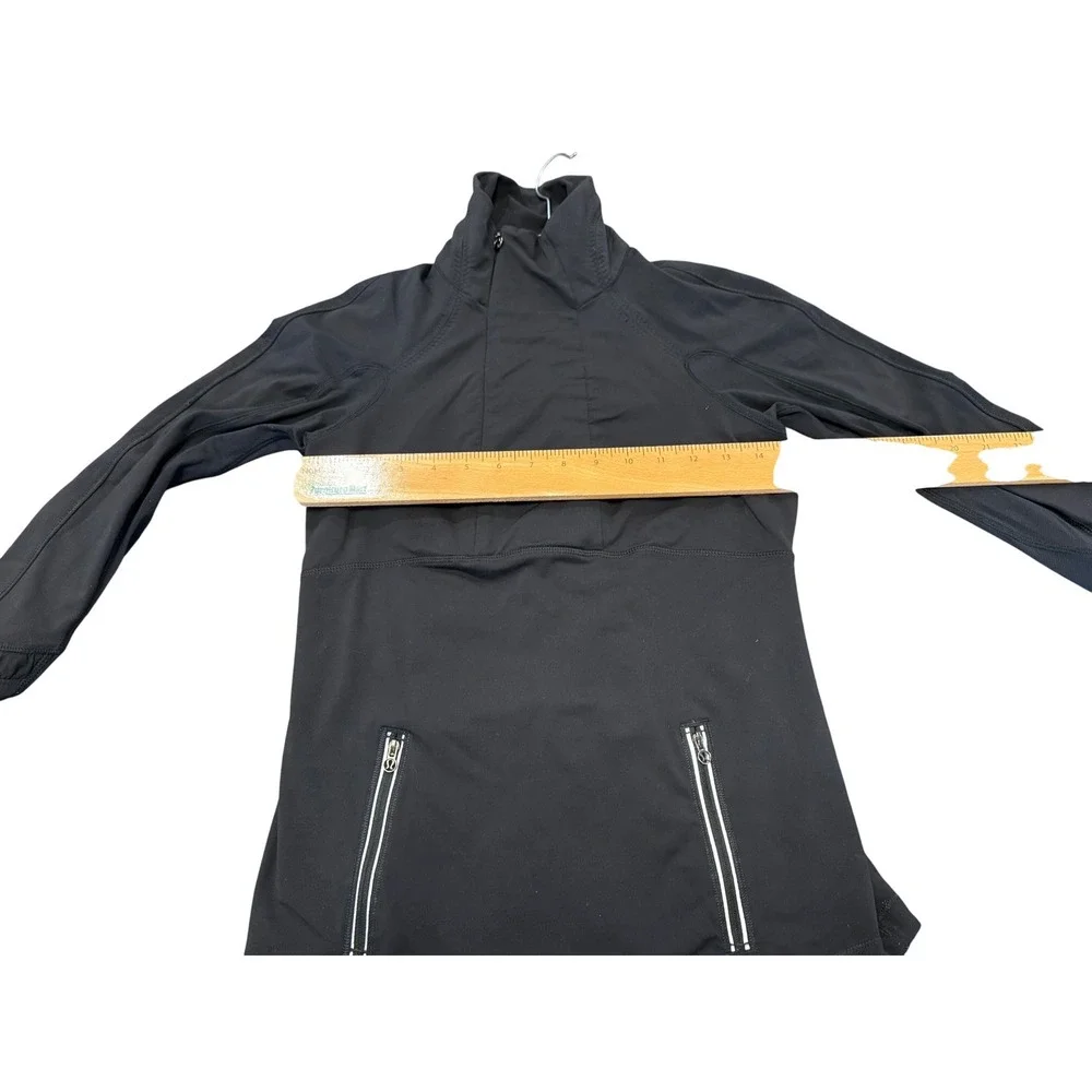 Lululemon Athletica Womens Black Running Jacket Mock Neck Thumbholes Size 6‎